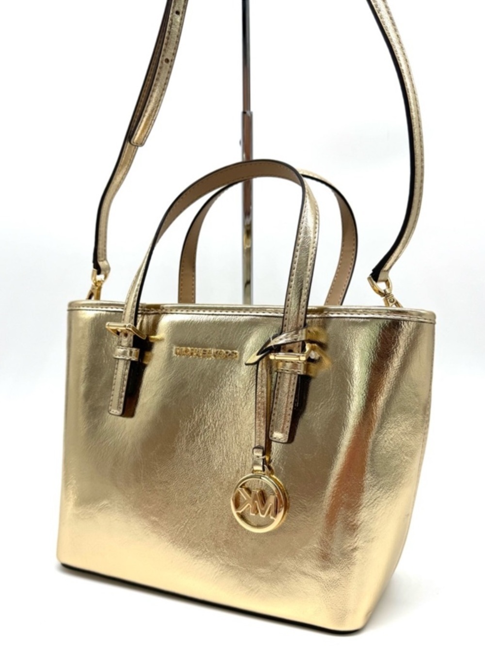 Michael Kors Jet Set Travel XS TZ Tote Bag Gold - Picture 2 of 9